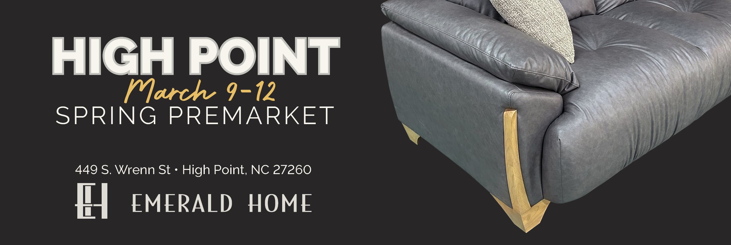 2024 High Point Premarket Invitation with image of sofa sample